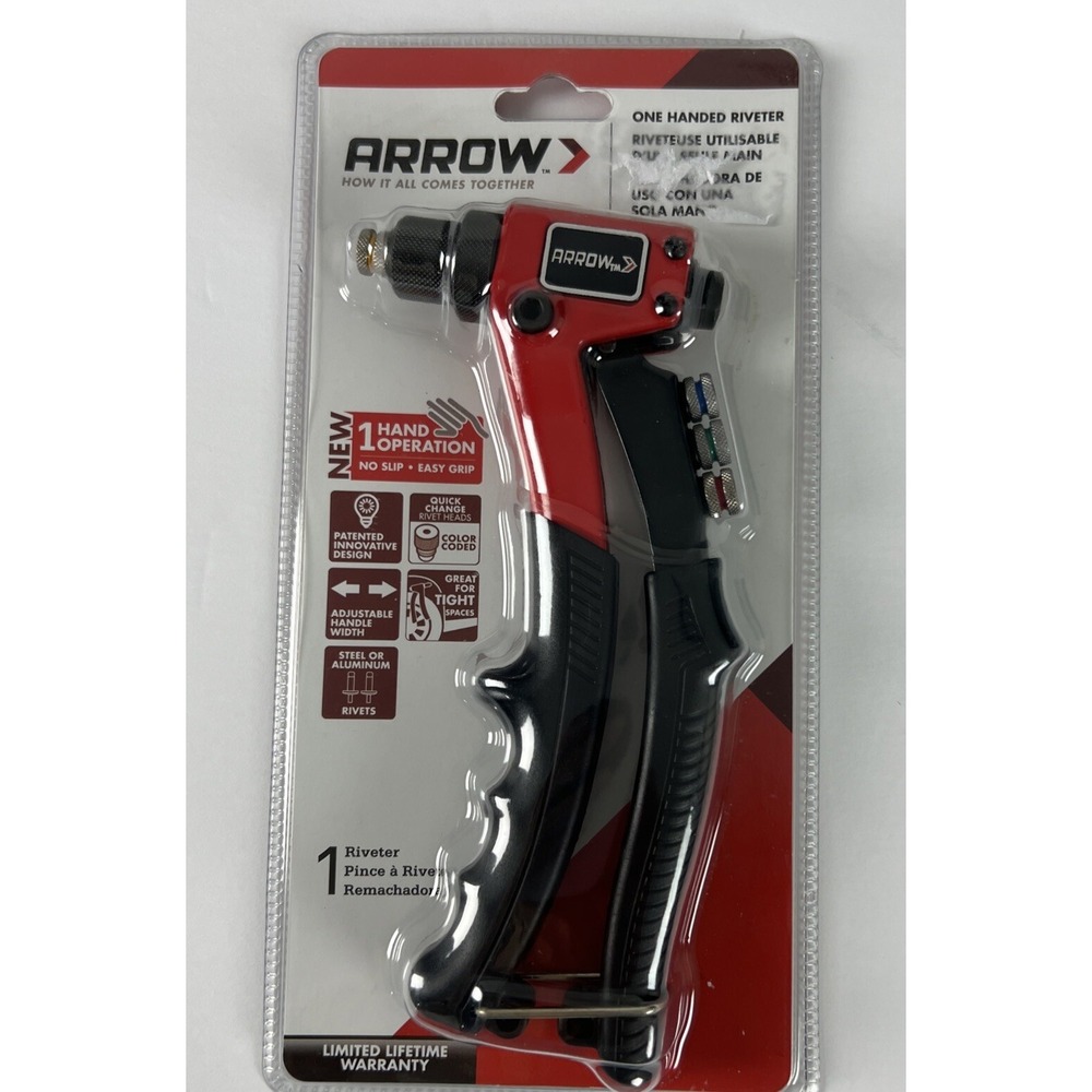 Arrow One-Handed Riveter RT187M Color Coded Rivet‎ Heads Adjustable F15